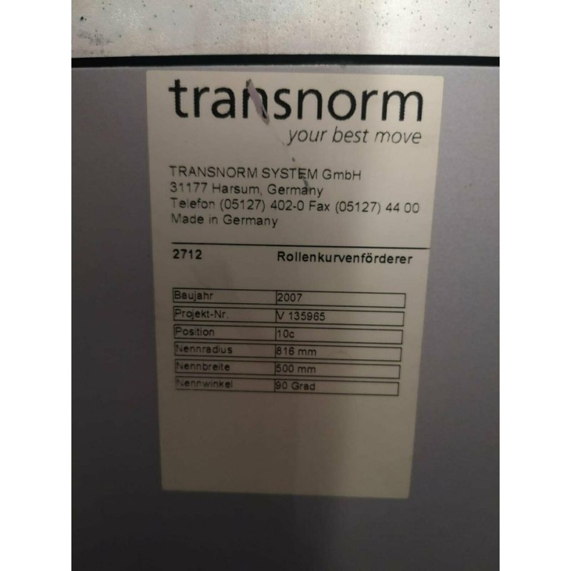 Kurvenförderer , Rollenbahn 90 Grad Transnorm Nennbreite 50